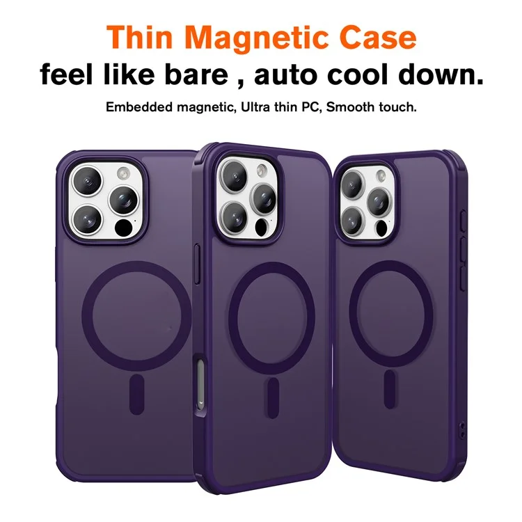 Étui magnétique compatible avec MagSafe pour iPhone 16 Pro, en TPU + PC - Violet