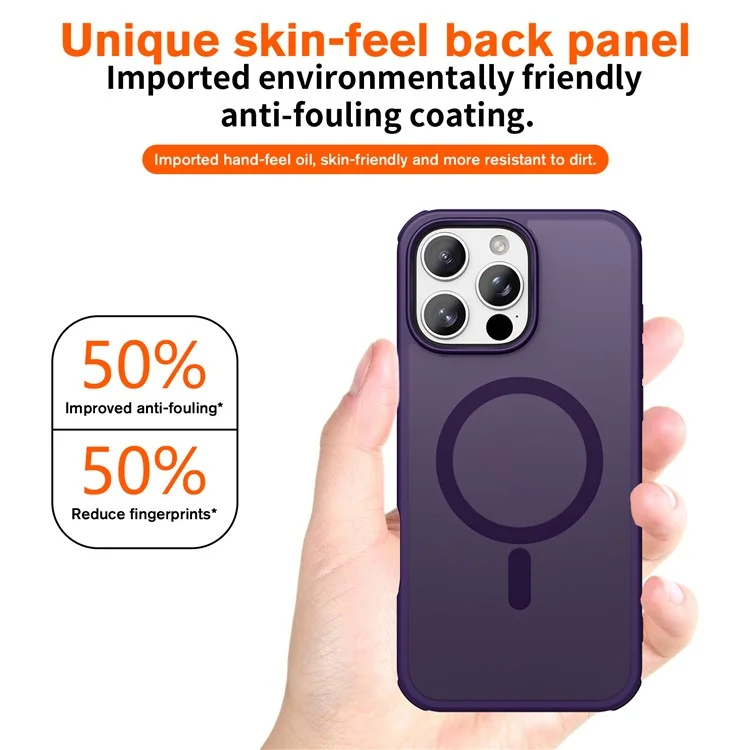Étui magnétique compatible avec MagSafe pour iPhone 16 Pro, en TPU + PC - Violet