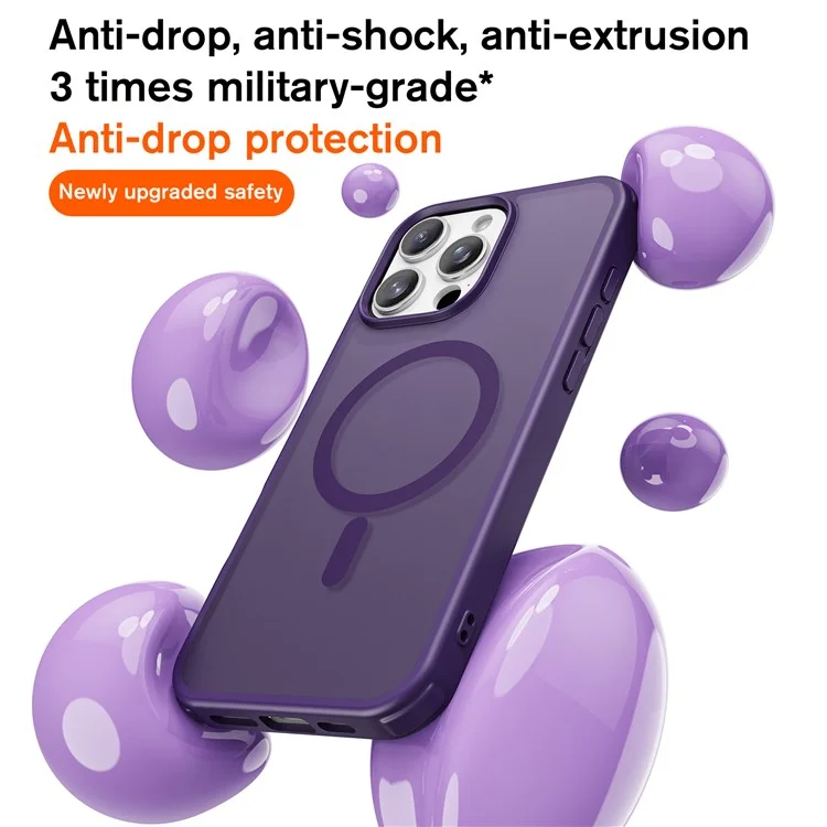 Étui magnétique compatible avec MagSafe pour iPhone 16 Pro, en TPU + PC - Violet
