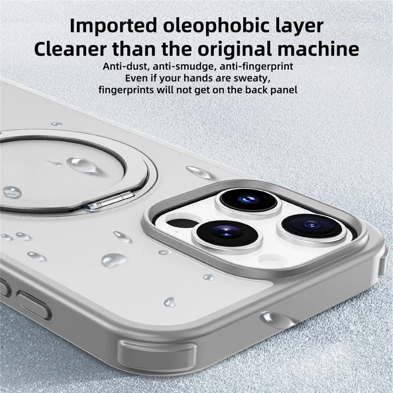 For iPhone 16 Pro Max Case Compatible with MagSafe Ring Kickstand TPU+PC Back Cover - Grey