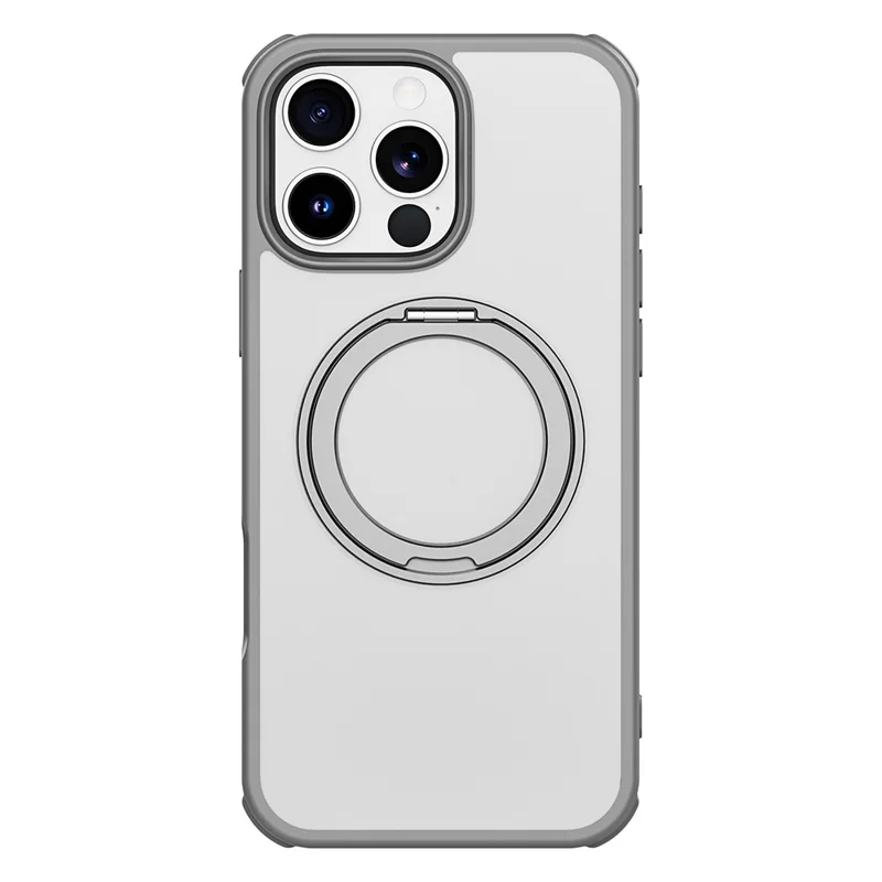 For iPhone 16 Pro Max Case Compatible with MagSafe Ring Kickstand TPU+PC Back Cover - Grey