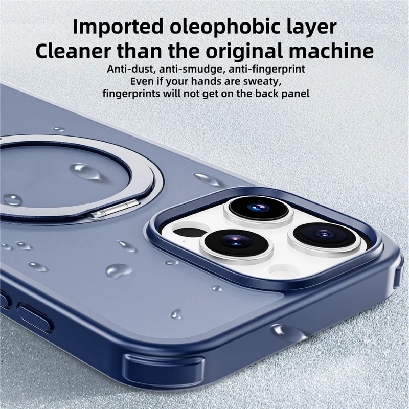 For iPhone 16 Pro Max Case Compatible with MagSafe Ring Kickstand TPU+PC Back Cover - Blue
