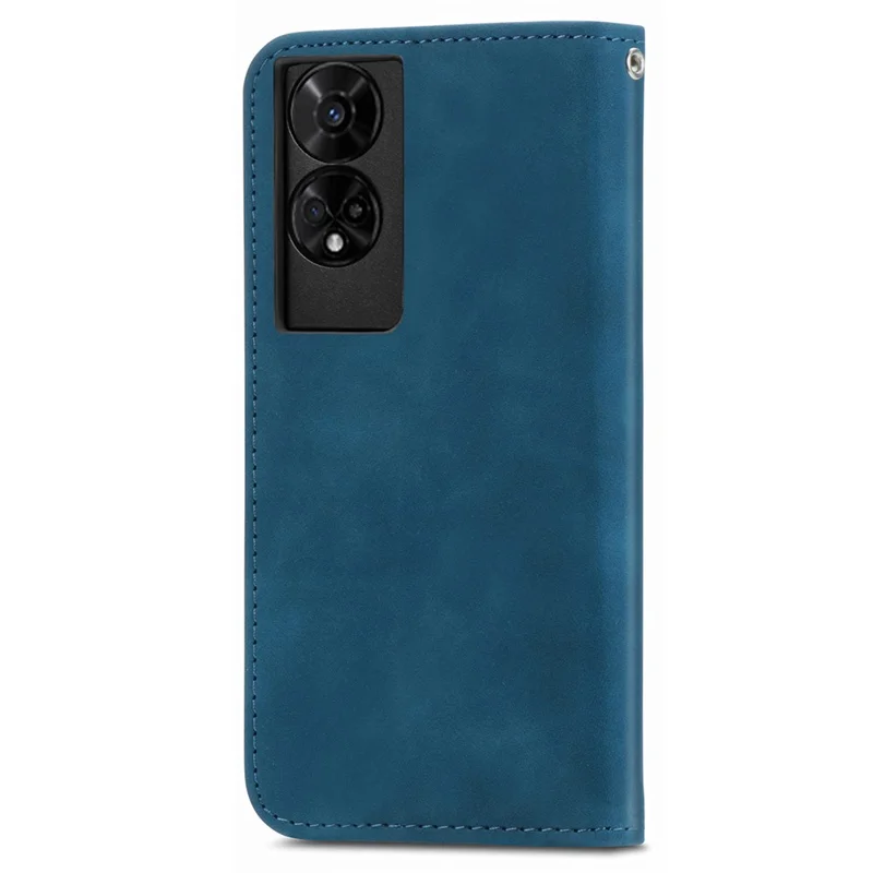 For TCL 50 5G Case Skin Touch Feeling Leather Card Holder Phone Cover Magnetic Absorption - Dark Blue