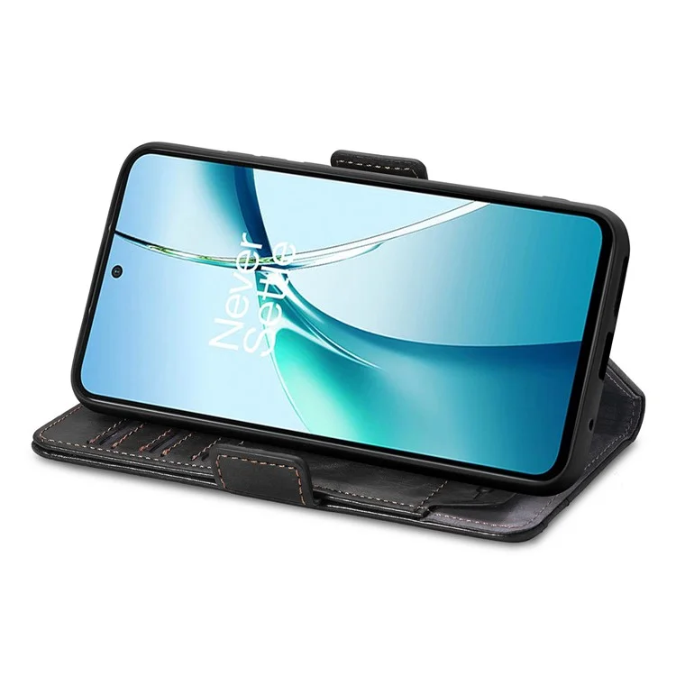 Étui CASENEO 002 Series pour TCL 50 5G Étui portefeuille en cuir PU matelassé - Noir