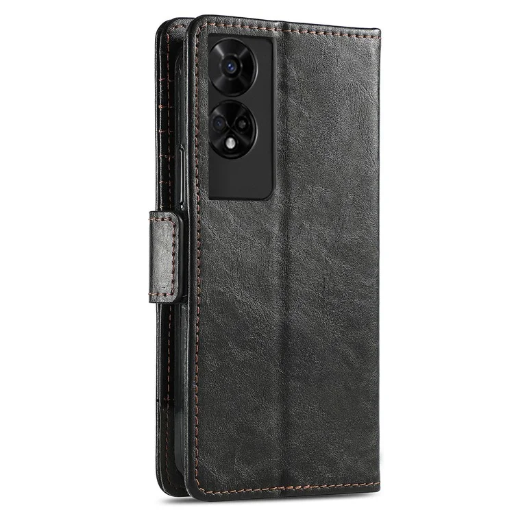 Étui CASENEO 002 Series pour TCL 50 5G Étui portefeuille en cuir PU matelassé - Noir