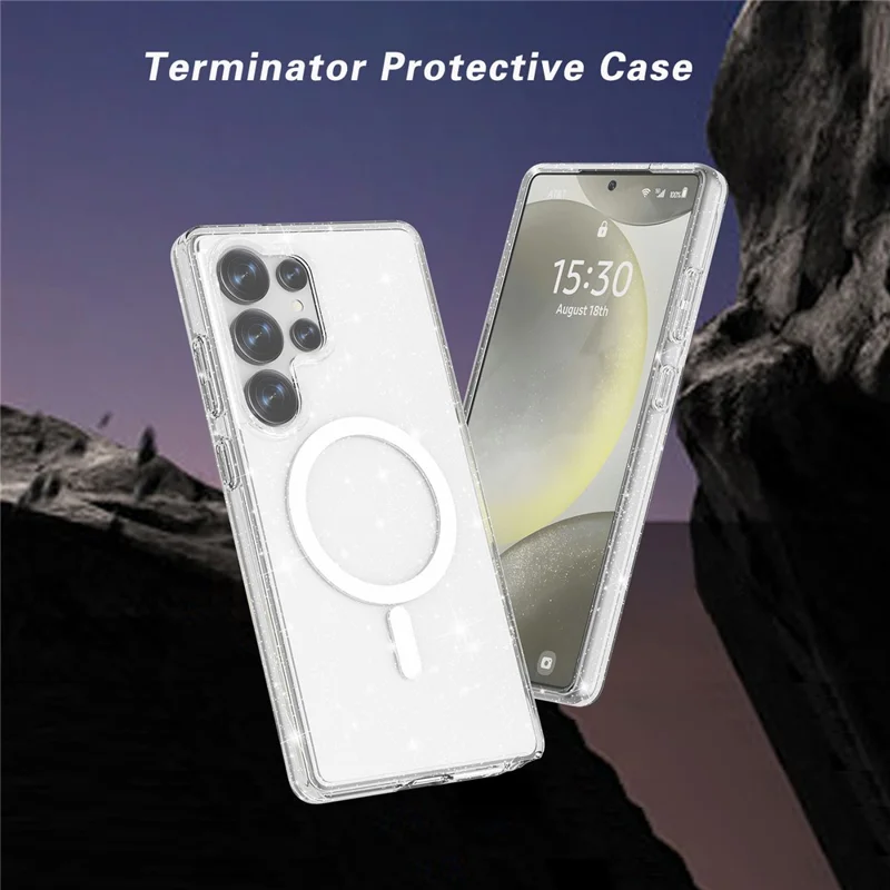 For Samsung Galaxy S25 Ultra Magnetic Case Shockproof TPU+PC Glitter Back Cover