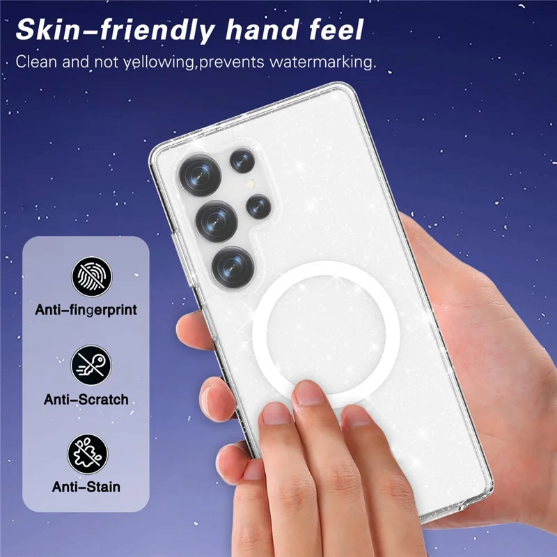 For Samsung Galaxy S25 Ultra Magnetic Case Shockproof TPU+PC Glitter Back Cover