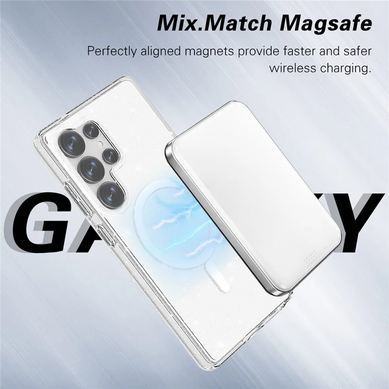 For Samsung Galaxy S25 Ultra Magnetic Case Shockproof TPU+PC Glitter Back Cover