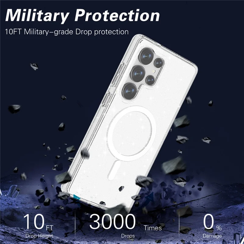 For Samsung Galaxy S25 Ultra Magnetic Case Shockproof TPU+PC Glitter Back Cover