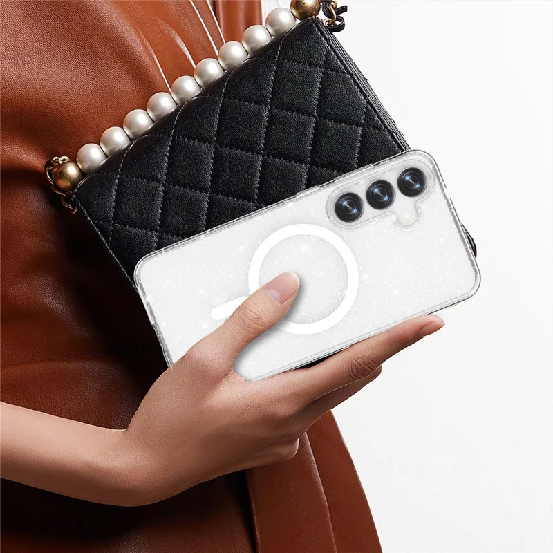 غطاء لهاتف سامسونج جالكسي S25+ متوافق مع MagSafe ومقاوم للصدمات ومصنوع من مادة TPU+PC مع تصميم لامع