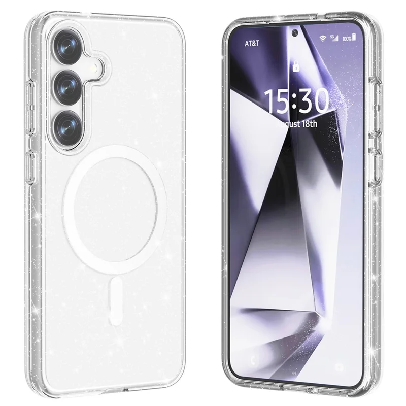 غطاء لهاتف سامسونج جالكسي S25+ متوافق مع MagSafe ومقاوم للصدمات ومصنوع من مادة TPU+PC مع تصميم لامع