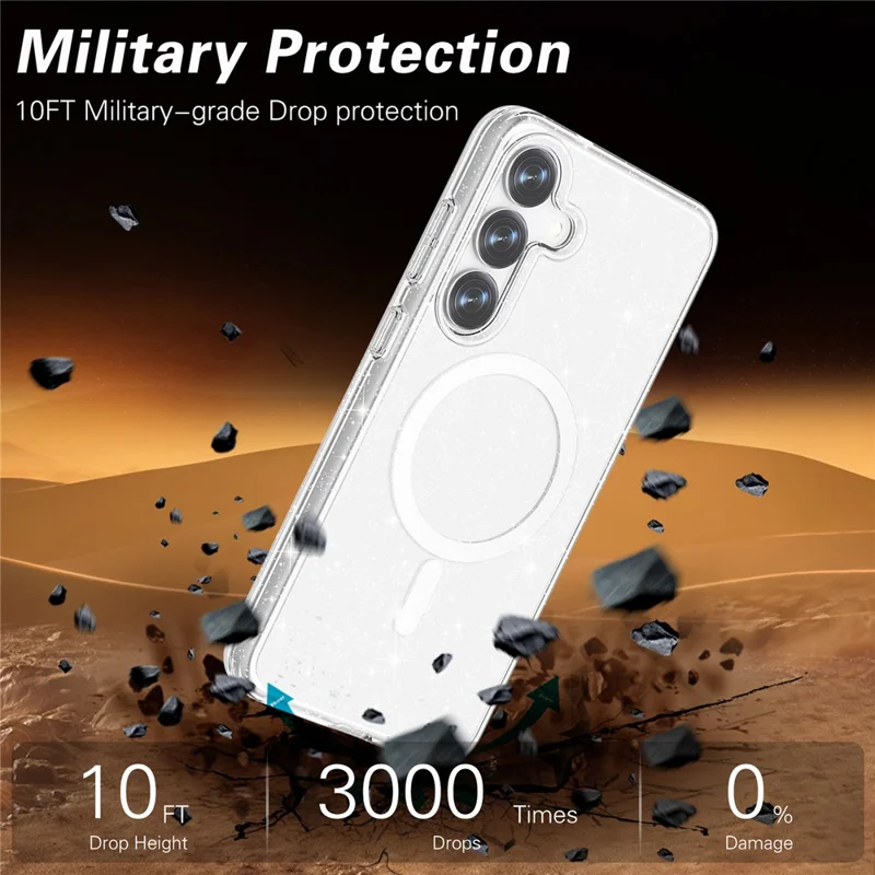 غطاء لهاتف سامسونج جالكسي S25+ متوافق مع MagSafe ومقاوم للصدمات ومصنوع من مادة TPU+PC مع تصميم لامع