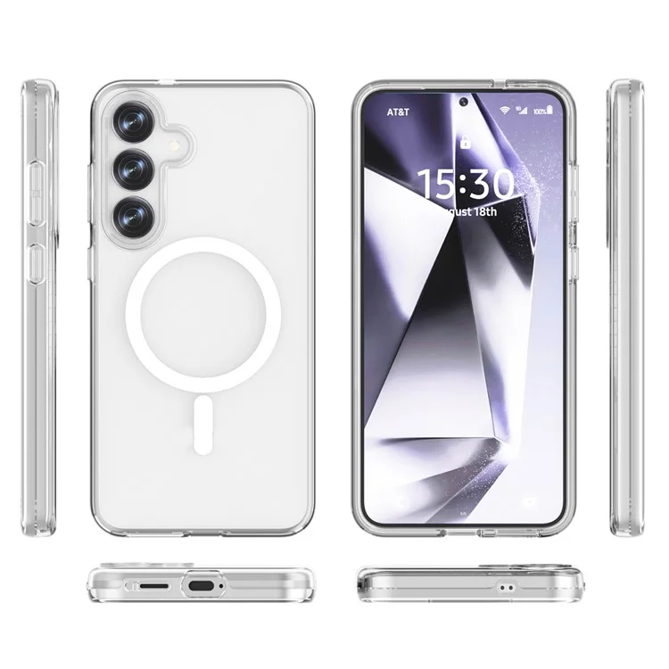 Чехол для Samsung Galaxy S25+ Clear Case совместимый с MagSafe TPU+PC задняя крышка телефона