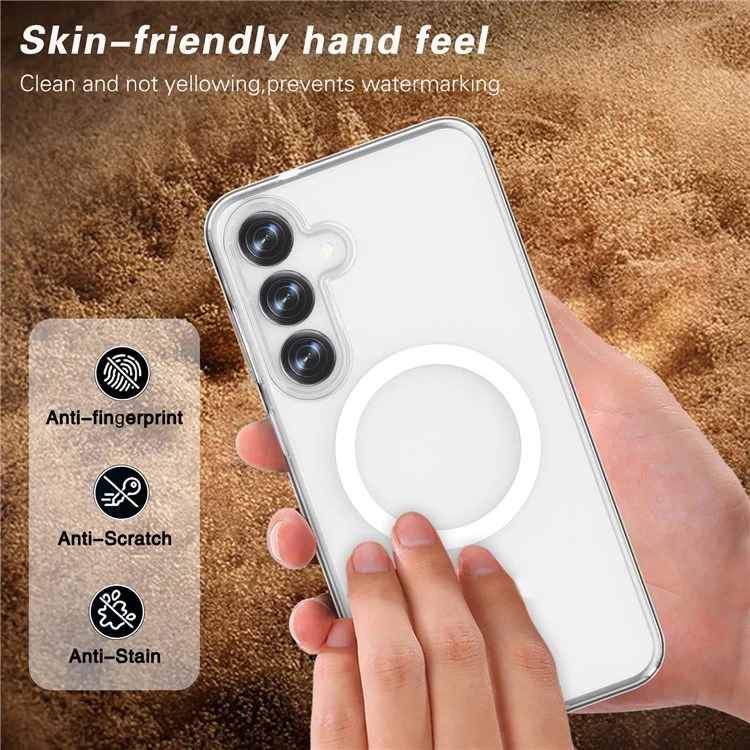 Чехол для Samsung Galaxy S25+ Clear Case совместимый с MagSafe TPU+PC задняя крышка телефона