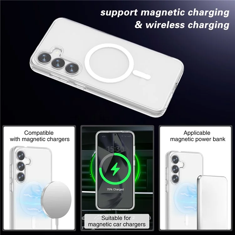 Чехол для Samsung Galaxy S25+ Clear Case совместимый с MagSafe TPU+PC задняя крышка телефона