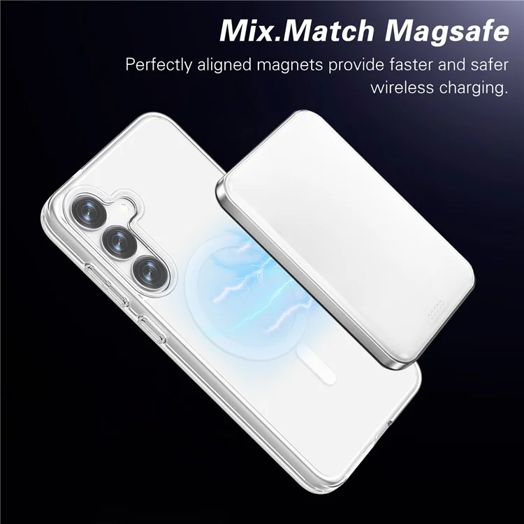 Чехол для Samsung Galaxy S25+ Clear Case совместимый с MagSafe TPU+PC задняя крышка телефона