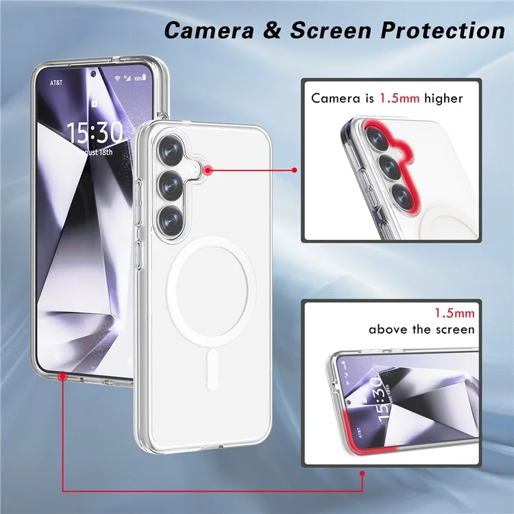 Чехол для Samsung Galaxy S25+ Clear Case совместимый с MagSafe TPU+PC задняя крышка телефона