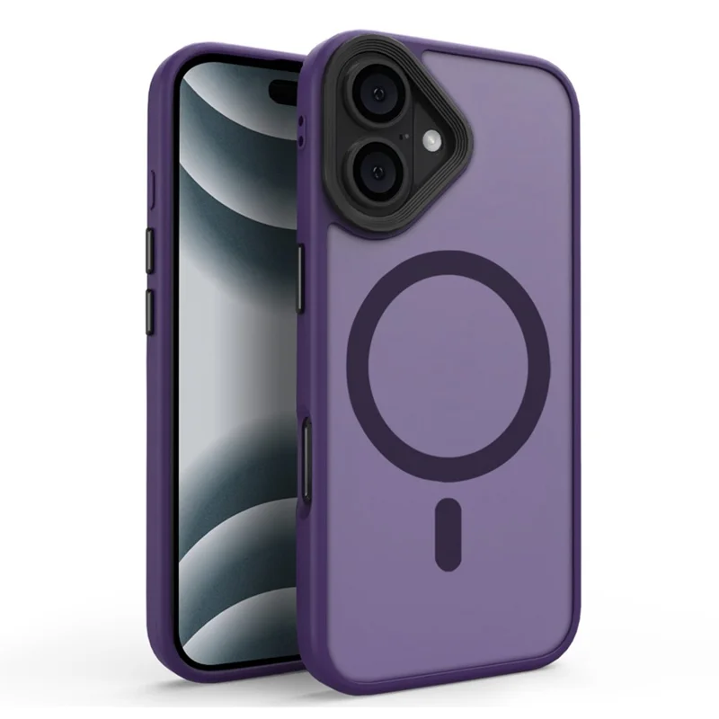 For iPhone 16 Plus Case Compatible with MagSafe Skin-Touch Anti-Drop TPU+PC Phone Cover - Dark Purple