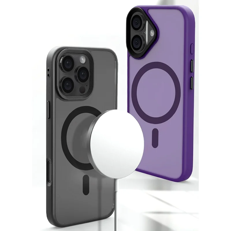 For iPhone 16 Plus Case Compatible with MagSafe Skin-Touch Anti-Drop TPU+PC Phone Cover - Dark Purple