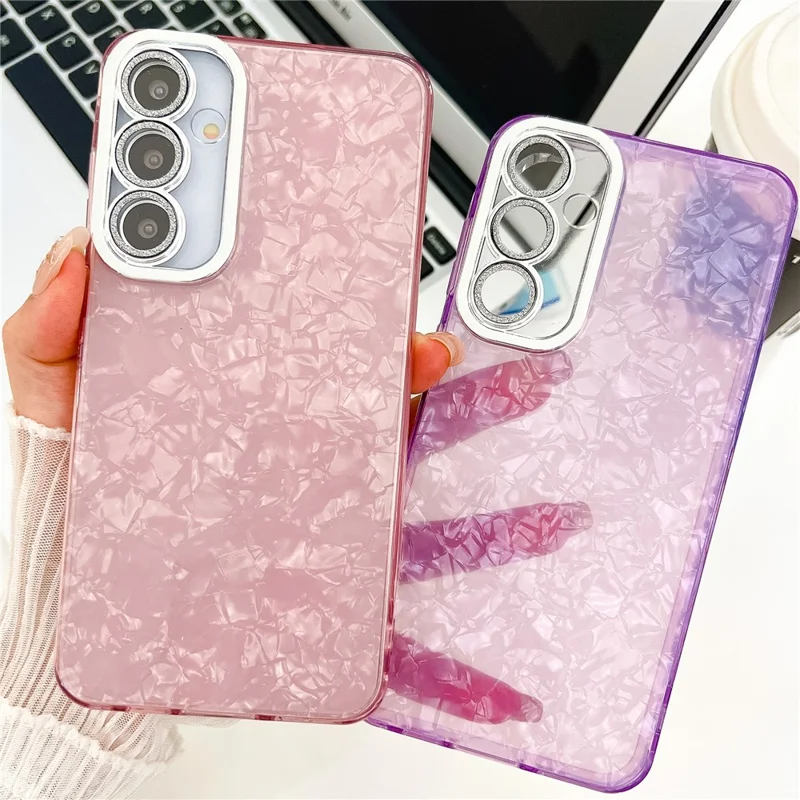 For Samsung Galaxy S25 Case IMD Design Shockproof PC+TPU Phone Cover with Glass Lens Film - Ripple Pattern / Purple