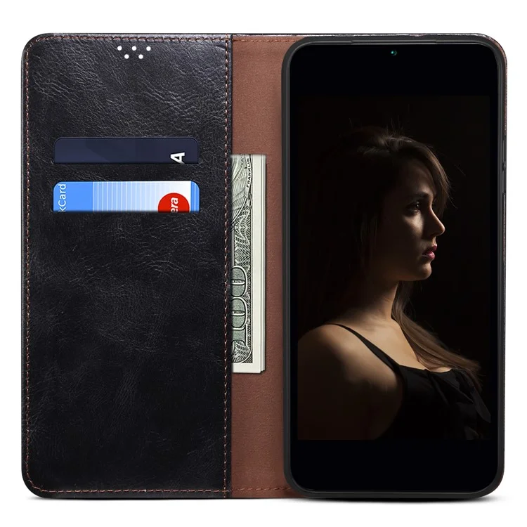 Для Honor X5b / X5b Plus Case Crazy Horse Texture Waxy Leather Wallet Stand Phone Cover - Черный