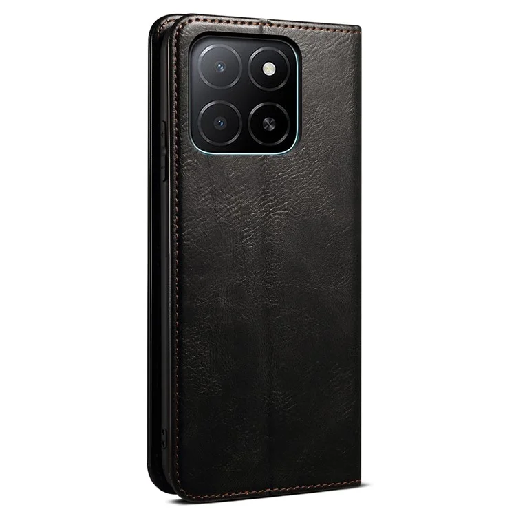 Для Honor X5b / X5b Plus Case Crazy Horse Texture Waxy Leather Wallet Stand Phone Cover - Черный