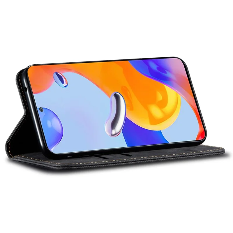 For Oppo Find X8 5G Case Jeans Cloth Texture Anti-Scratch Leather Stand Phone Cover - Black