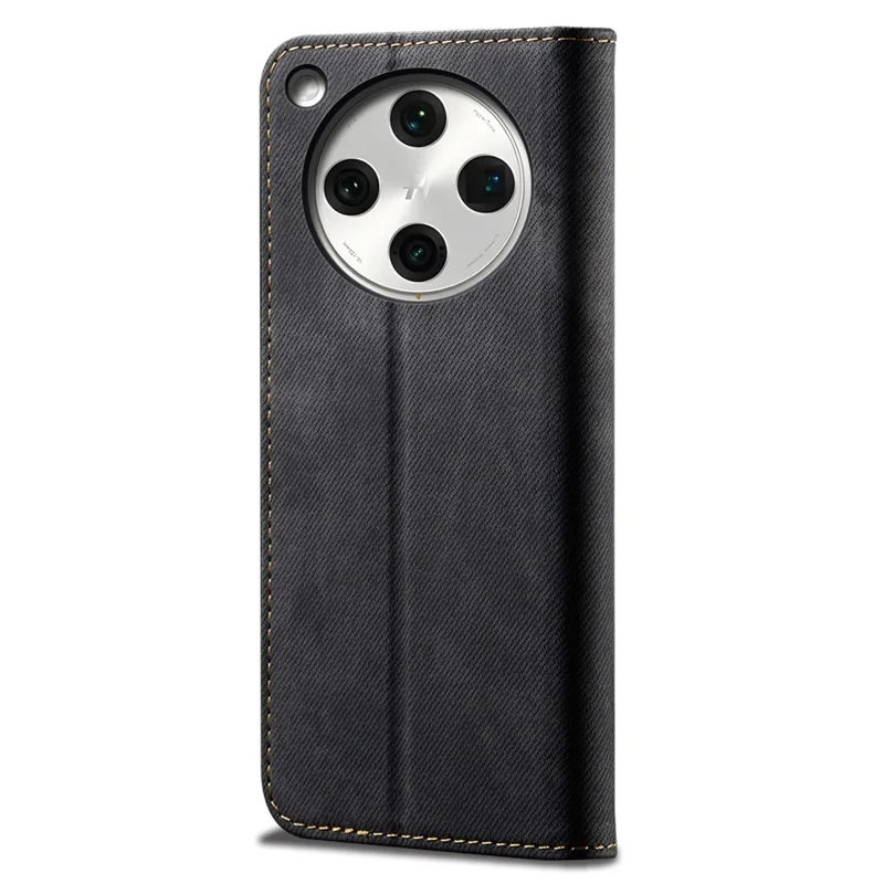 For Oppo Find X8 Pro 5G Case Jeans Cloth Texture Anti-Scratch Leather Stand Phone Cover - Black