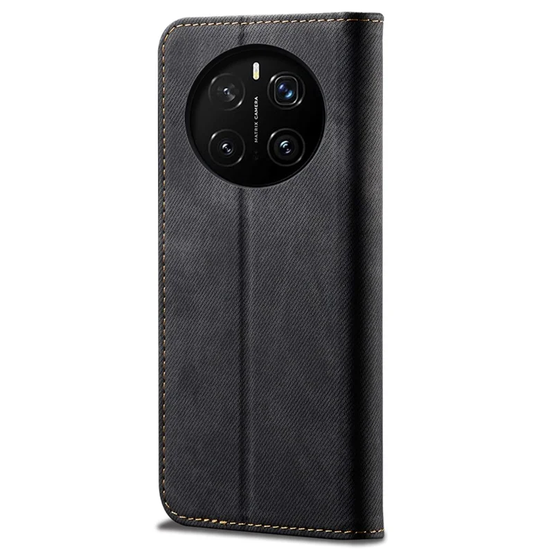 For Honor Magic7 Pro 5G Case Jeans Cloth Texture Anti-Scratch Leather Stand Phone Cover - Schwarz
