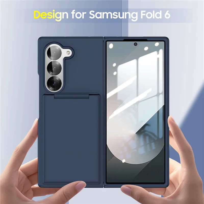 For Samsung Galaxy Z Fold5 5G Case Card Holder Kickstand Hard PC Back Cover - Black