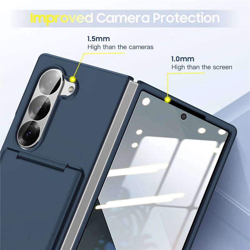 For Samsung Galaxy Z Fold5 5G Case Card Holder Kickstand Hard PC Back Cover - Black