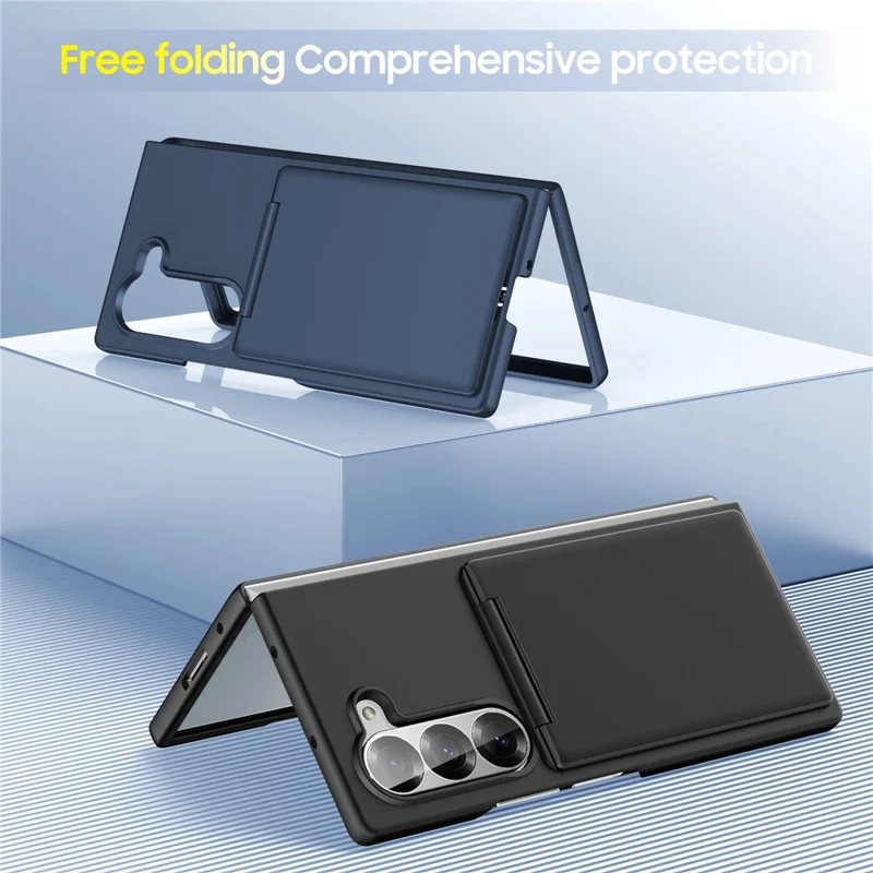 For Samsung Galaxy Z Fold5 5G Case Card Holder Kickstand Hard PC Back Cover - Black