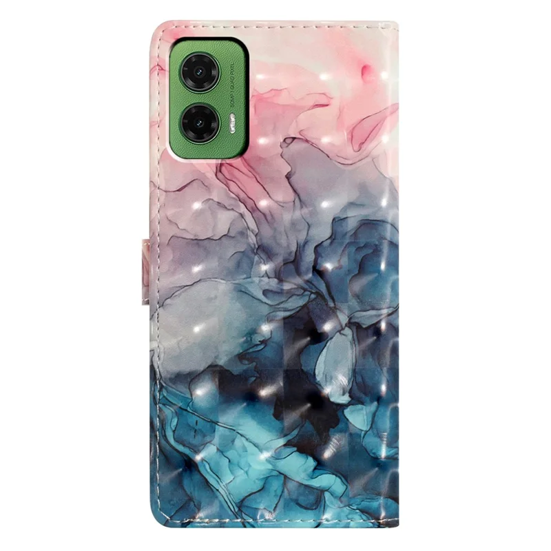 Funda para Motorola Moto G35 5G de piel sintética con tapa tipo cartera, impresión de patrón 3D - Mármol rosa y azul