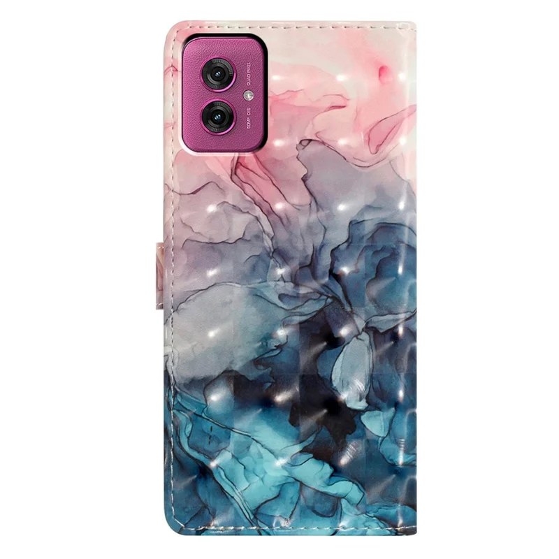 For Motorola Moto G55 5G Case PU Leather Wallet Phone Cover 3D Pattern Printing - Pink Blue Marble