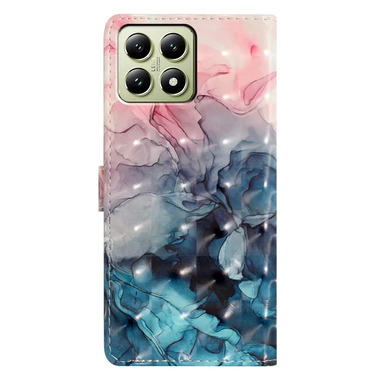 Funda para Xiaomi 14T de cuero PU, con tapa tipo cartera y estampado en 3D - Mármol rosa y azul