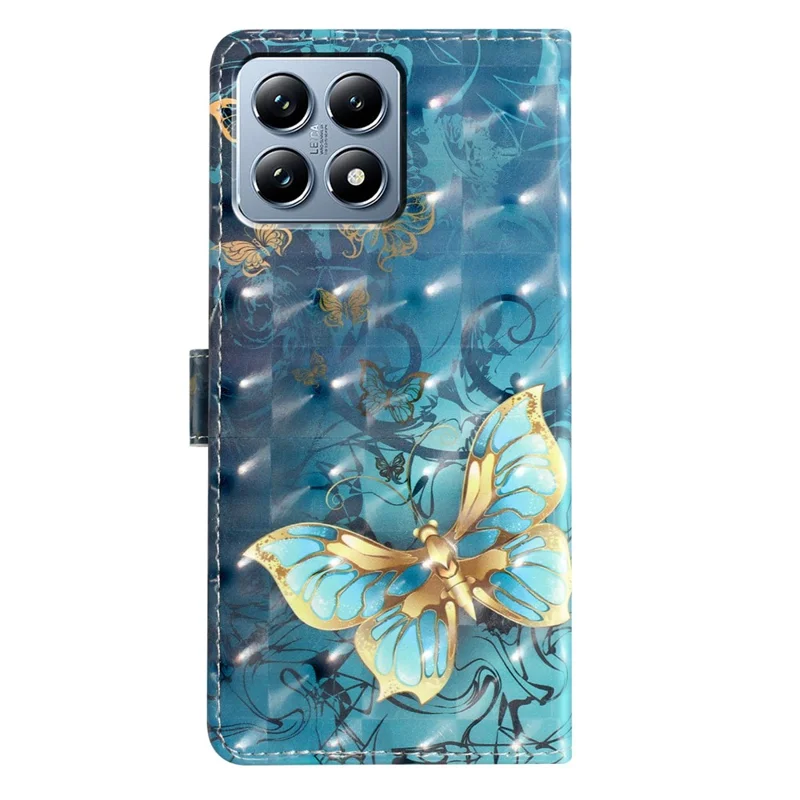 For Xiaomi 14T Pro Case PU Leather Wallet Phone Cover 3D Pattern Printing - Butterfly