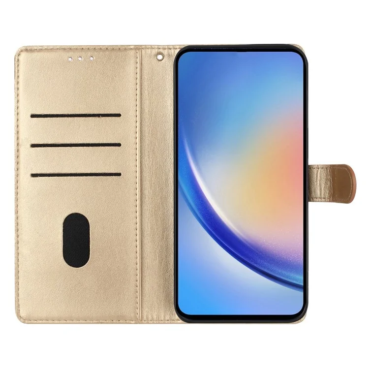 For Samsung Galaxy A36 5G Wallet Phone Case Butterfly Floral Imprint Leather Flip Cover - Gold