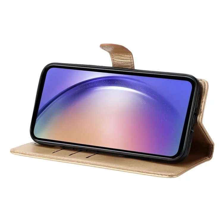 Capa de couro com impressão de borboleta e floral para Motorola Moto G55 5G - Dourada