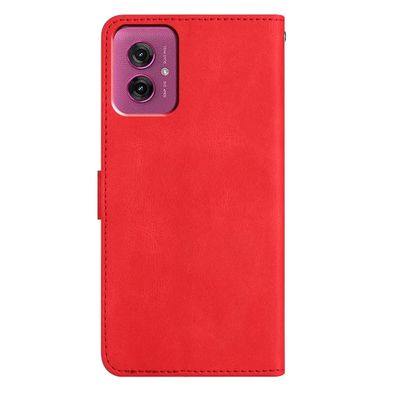 For Motorola Moto G55 5G Case Crazy Horse Texture PU Leather Wallet Stand Phone Cover - Red