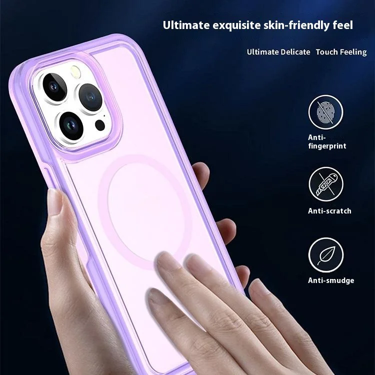 For iPhone 16 Pro Back Cover Skin Touch Frosted Translucent Magnetic Phone Case - Dark Blue