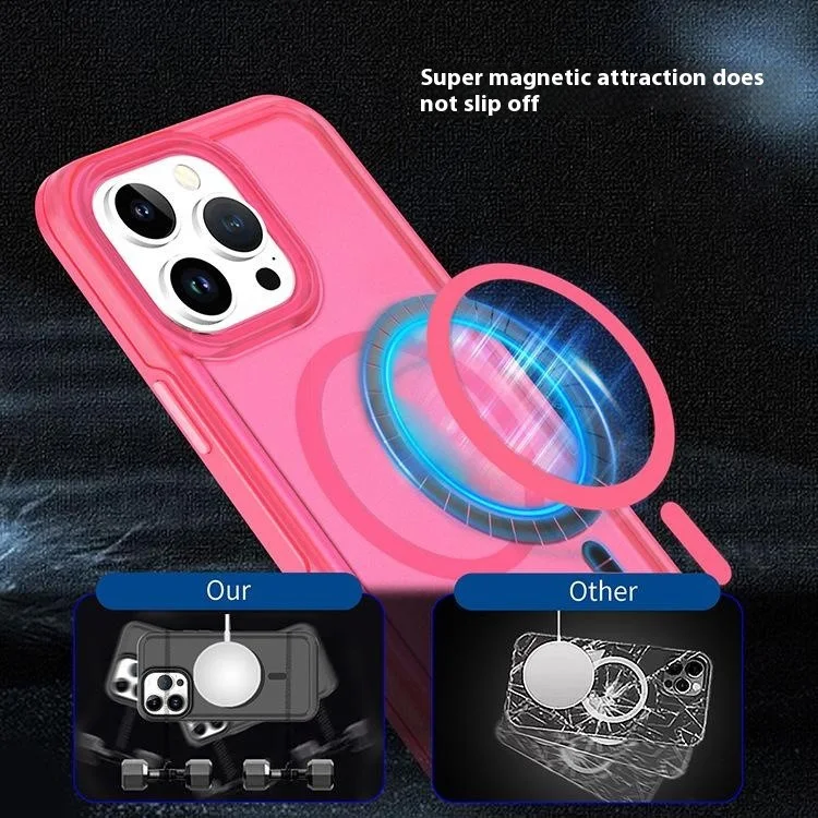For iPhone 16 Pro Back Cover Skin Touch Frosted Translucent Magnetic Phone Case - Dark Blue