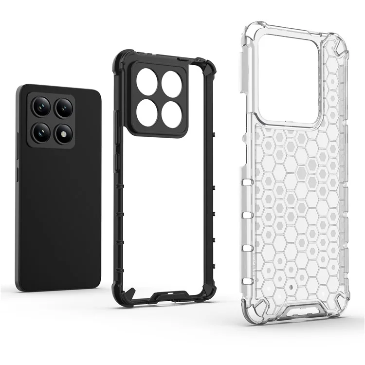 Für Xiaomi 14T Case PC+TPU Handyhülle Wabenform - Schwarz