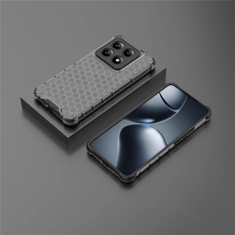 Per Xiaomi 14T Pro Case PC+TPU Phone Cover a forma di alveare - Nero
