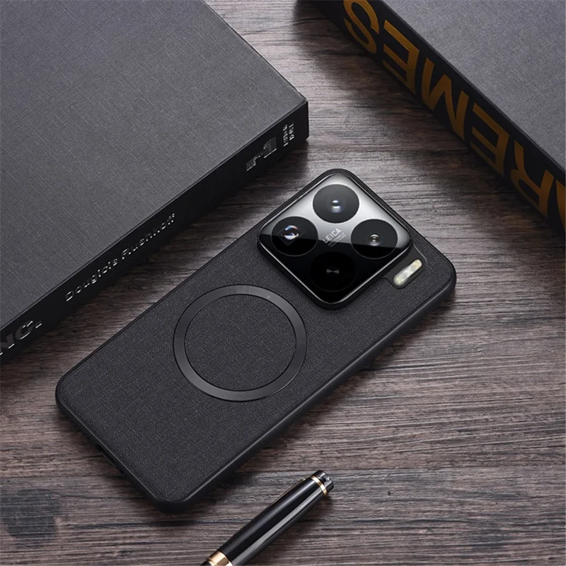Til Xiaomi 15 Pro Case Stødfast TPU+Stof Bagdæksel Kompatibel med MagSafe - Sort