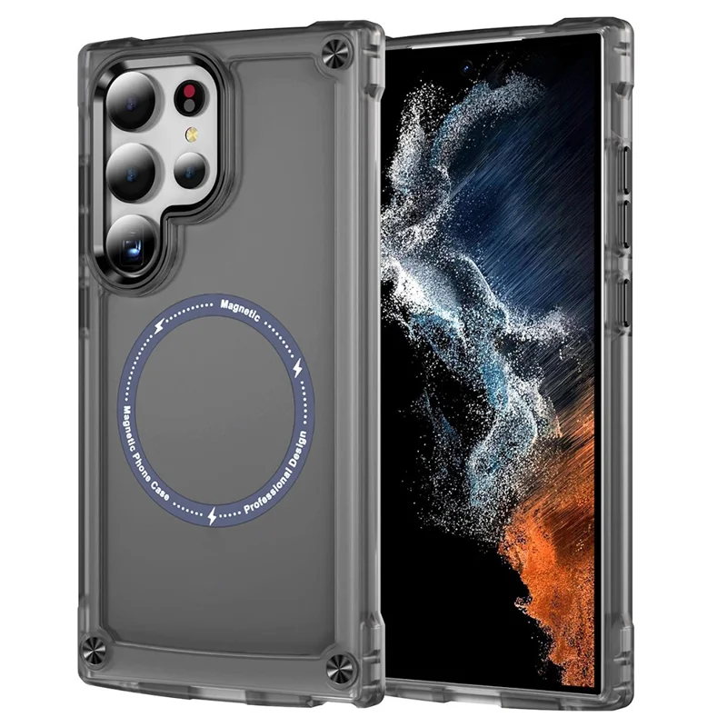 Чехол для Samsung Galaxy S25 Ultra с кожаным покрытием, совместимый с MagSafe - черный