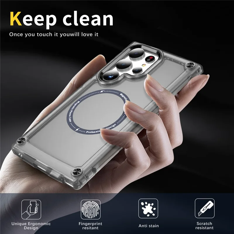Чехол для Samsung Galaxy S25 Ultra с кожаным покрытием, совместимый с MagSafe - черный