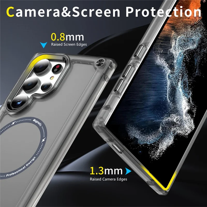 Чехол для Samsung Galaxy S25 Ultra с кожаным покрытием, совместимый с MagSafe - черный