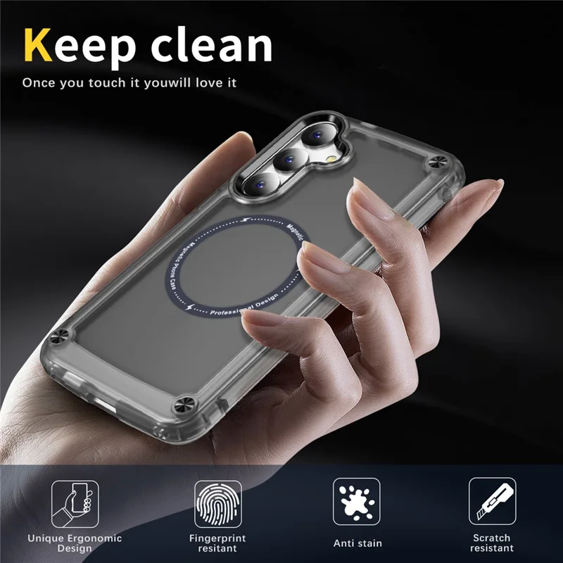 Für Samsung Galaxy S25 Hülle Skin Touch TPU+PC Handyhülle kompatibel mit MagSafe - Transparent Schwarz