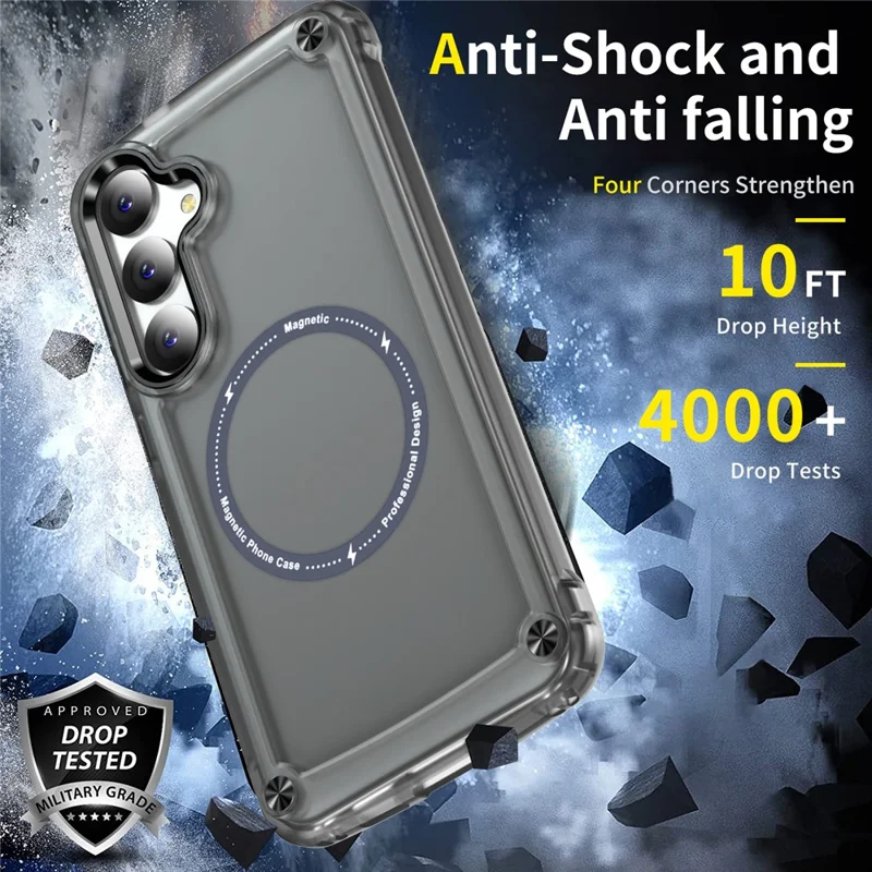 Für Samsung Galaxy S25 Hülle Skin Touch TPU+PC Handyhülle kompatibel mit MagSafe - Transparent Schwarz