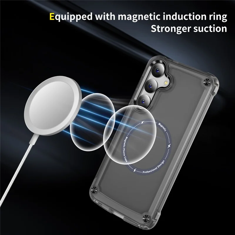 Für Samsung Galaxy S25 Hülle Skin Touch TPU+PC Handyhülle kompatibel mit MagSafe - Transparent Schwarz